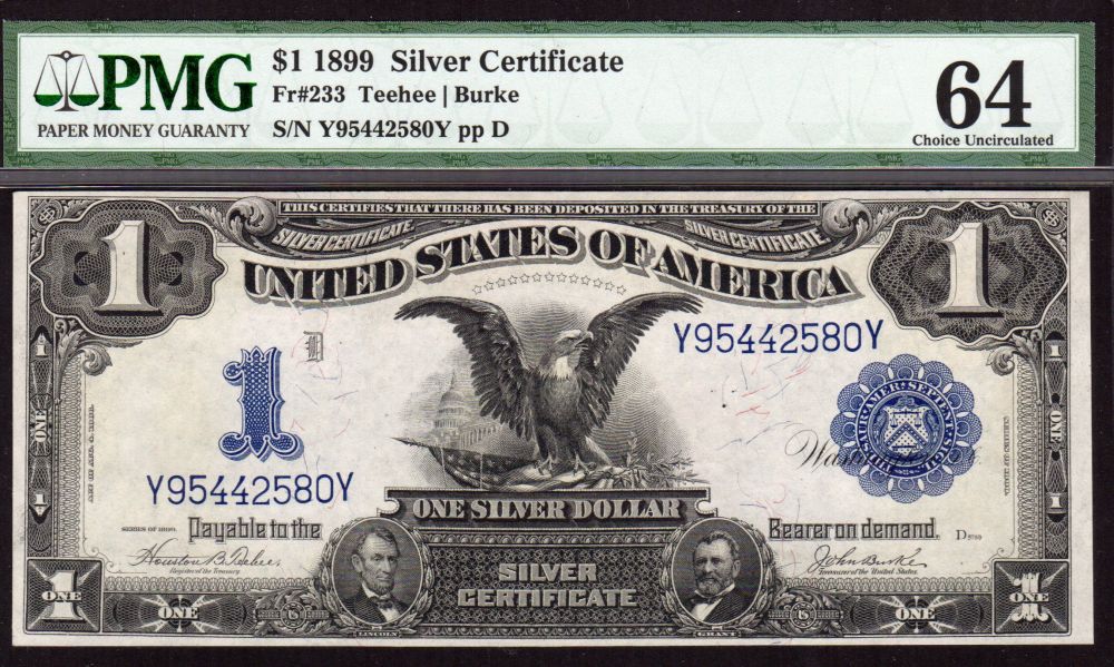 Fr.233, 1899 $1 "Black Eagle" Silver Certificate, Y95442580Y, PMG-64